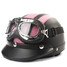 Leather Helmet With Motorcycle Half Open Face Sun Visor Goggles - 6