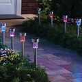 Pack Rechargeable Solar Powered Stainless Garden Lawn Steel Light Color Changing Led