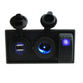 Dual USB Port Rocker Switch Kit LED Housing ABS Holder Car Marine Boat