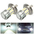 Pair 12V H7 Bulbs White SMD LED Fog Daytime Light 6000K Projector Headlight