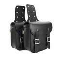 Black Motorcycle Saddlebags Strap Tool Bag Pair Double Buckle