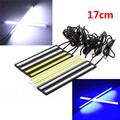 Silver COB Waterproof 6W 2 X Black Shell Daytime Running Light 17cm