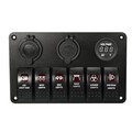 Rocker Switch Panel Circuit Cigarette Lighter Socket 6 Gang Voltmeter Boat Marine USB Socket