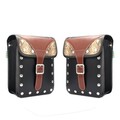 Motorcycle Saddle Bags 2Pcs PU Leather Luggage Rivet Storage Tool Pouch