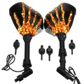 LED Turn Signal Motorcycle Mirrors 8mm Skull Hand Harley Cruiser 10mm Pair