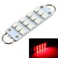 Rigid Car Festoon Red Interior Light Bulb 12-LED Loop 12V 3528 SMD 44mm