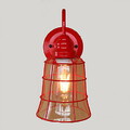 Country Wall Lamp American Red Glass Wrought Iron Vintage