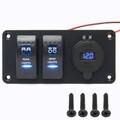 12V 24V LED Rocker Switch Panel Car Marine Boat Voltmeter Gauge Dual USB Charger