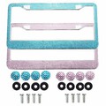 Car Truck Bling Black Crystal All Rhinestone License Plate Frame