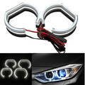 BMW 3 LED Angel Eye Halo Beam Acrylic White Headlights 4pcs Hi Lo Rings