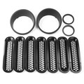 Grill Front Black 11Pcs Insert Cover for Jeep Wrangler JK Grille Headlight Trim