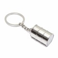 Keyfob Bucket Car Mini Keychain Silver Metal Keyring Model Piston