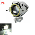 Waterproof Motorcycle LED Foglight Spot Headlight Angel Eyes 2Pcs Lamp U7 Silver Body