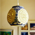 Retro Blue Single Head Chandelier Creative Stairs Ceramic