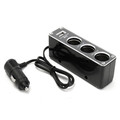 Power Charger Adapter USB Port Dual Socket 3 Way Car Cigarette Lighter Splitter