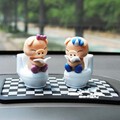 Solar Car Head Pig Doll Toilet Ornaments Version Reading