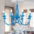 Chandelier Lamp Mediterranean Head Blue Bedroom Iron European Restaurant Garden