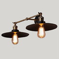 Industrial Double Retro Umbrella Rural Black Wall Lamp