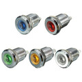 Silver Metal Dash Lamp 12mm LED Indicator Light Pilot Screw Black Shell