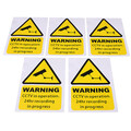 5pcs Stickers CCTV Yellow Window Signs Decal Warning