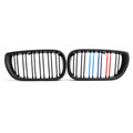 Matt Slat 4 Door Bumper Grille One Pair Double Black Front BMW E46