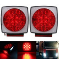 Square Orange Truck Trailer Rear Brake LED White Red Lamp Plate Lights Stud Tail Mount 12V