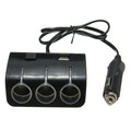 3 Way Cigarette Lighter Splitter Adapter Charger USB Black Socket Multi Car