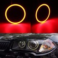 Pair Headlight 70mm Red COB LED Angel Eyes Halo Ring