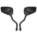 Chrome Motorcycle Black Softail Dyna Skull Mirror For Harley