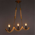 E14 Country Rope Vintage Chandelier Three Industrial American Head