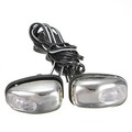 Chrome Wind Shield Spray Nozzle Wiper Eyes LED Light Lamp Jet Washer