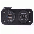Socket Dual USB Charger Adapter Motorcycle Auto Voltmeter