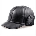 Cap Fleece Leather Winter Warm Flat Hat Driving Men Ear