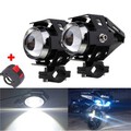 Light With 2Pcs Spot Hi Lo Black Motorcycle LED Headlight Driving Fog U5 Kill Switch