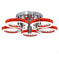 Acrylic Modern Led Lights 90w Chandelier Chrome Finish Red