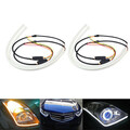 Daytime Running Car LED Turn 4pcs 60CM Light Soft Tears Strips Guide DRL White Yellow