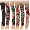 6pcs Style Stretchy Temporary Mix Tattoo Sleeves Halloween Party Arm Stockings