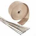 Turbo High Heat Wrap Exhaust Tie Tape Fiberglass Insulating Pipe