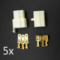 Motorcycle Scooter Male Female 3 Way Connectors Terminal 5 x 6.3mm