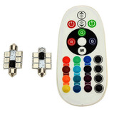 Pair RGB Remote Control 5050 Flash Interior Lamp 36MM 6SMD Car LED Light