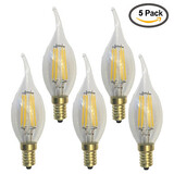 Cob E14 Kwb Vintage Led Filament Bulbs Ac 220-240 V C35 5 Pcs Edison Warm White
