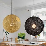 Modern Restaurant Rattan Ball Chandelier Hemp Simple Pastoral