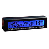 Function Car Dual Color Voltage Meter 3 in 1 Blue Display Clock Thermometer Orange