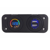 4.2A Dual Adapter 12V Voltage Colorful Voltmeter Waterproof USB Screen