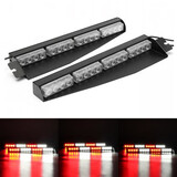 Working Light White LED 32W Emergency Warning Strobe Sucker Split LED Red Visor Deck Pair 12V