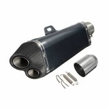Carbon Double Exhaust Muffler Pipe Outlet 51mm Motorcycle Street Bike Stainless Steel