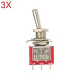 2A 3pcs Toggle Switch Red 120Vac 250VAC DPDT On-Off-On 5A 6 PINs 3 Position