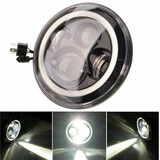 Halo Round LED Headlights Angle Eyes Jeep Wrangler JK 7 Inch