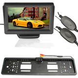 4.3 Inch TFT LCD Monitor 170° Reversing Backup Camera License Wireless Car