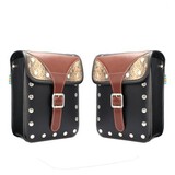 Motorcycle Saddle Bags 2Pcs PU Leather Luggage Rivet Storage Tool Pouch